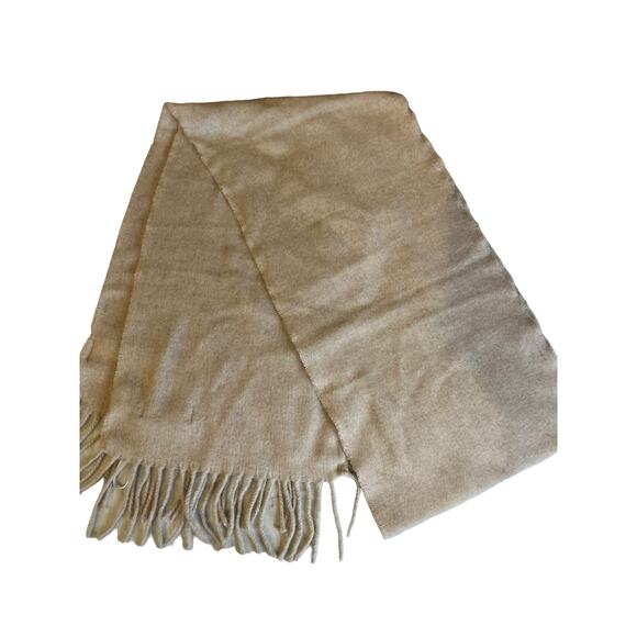 Cashmere Long Fringed Scarf Oatmeal - Picture 2 of 7